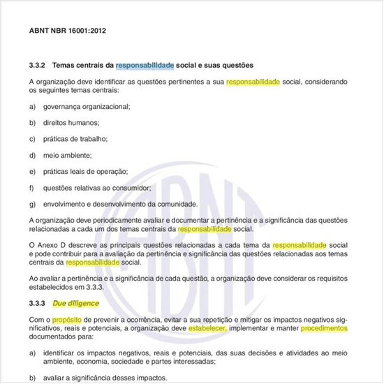 Qual o propósito de estabelecer procedimentos de Due diligence na implementação da  política da responsabilidade social?