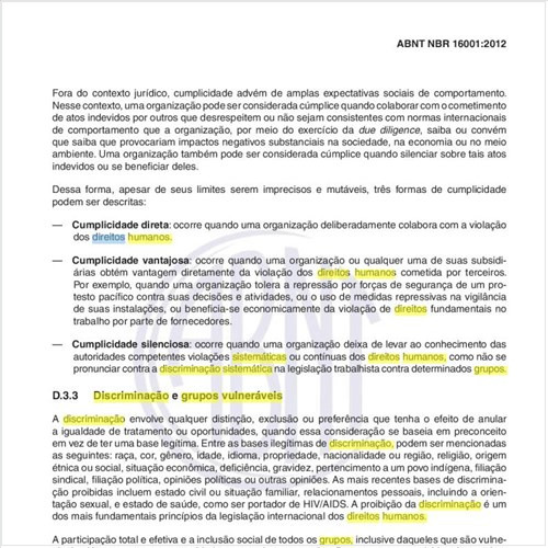 Com relação aos Direitos humanos como tratar questões de discriminação e grupos vulneráveis na implantação do sistema de gestão de responsabilidade social?