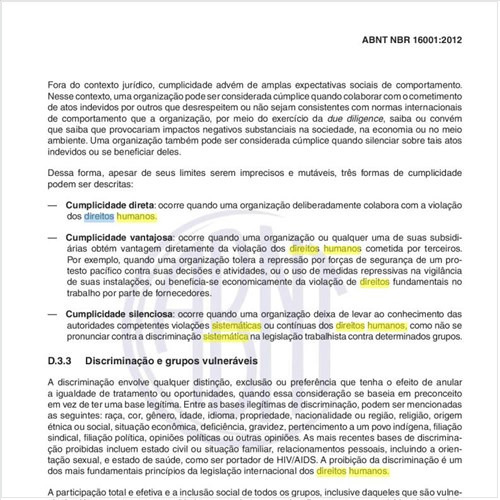 Com relação aos Direitos humanos, como tratar questões de direitos civis e políticos na implantação do sistema de gestão de responsabilidade social?