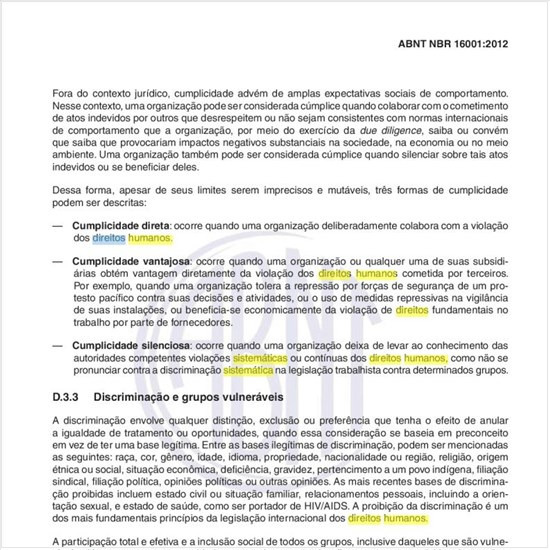 Com relação aos Direitos humanos, como tratar questões de direitos civis e políticos na implantação do sistema de gestão de responsabilidade social?