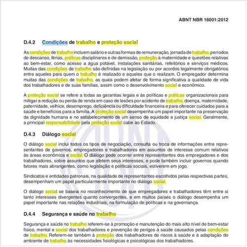 Com relação às Praticas de trabalho, como tratar de condições de trabalho e proteção social, na implantação do sistema de gestão de responsabilidade social?