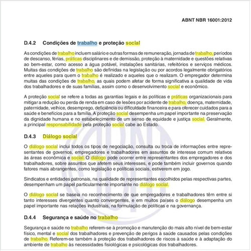 Com relação às Praticas de trabalho, como considerar o Diálogo social, na implantação do sistema de gestão de responsabilidade social?