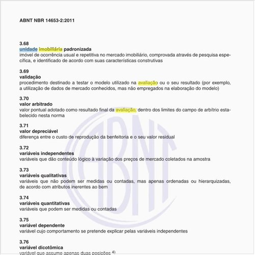 Na avaliação de Imóveis Urbanos, o que significa unidade imobiliária padronizada?