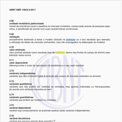 Na avaliação de Imóveis Urbanos, o que significa validação?