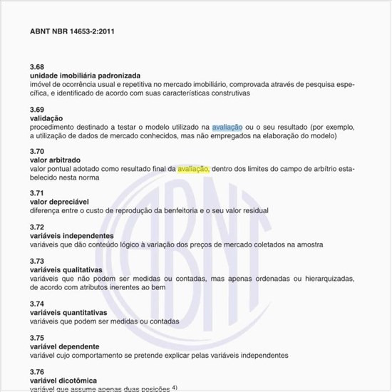 Na avaliação de Imóveis Urbanos, o que significa validação?