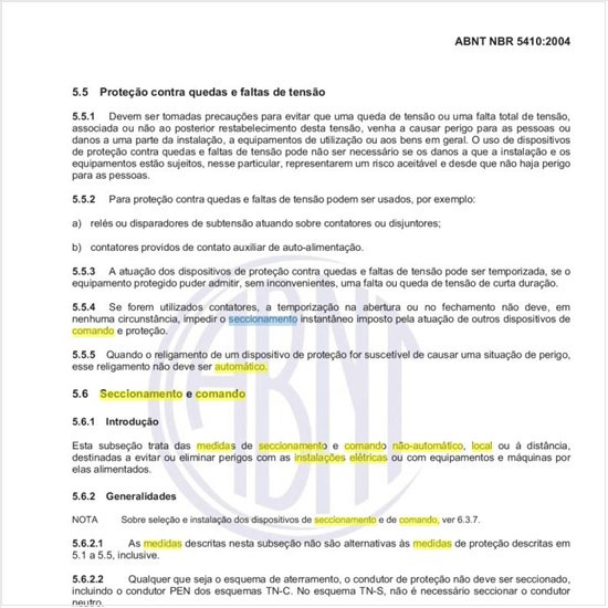 A que se destinam as medidas de seccionamento e comando não automático das instalações elétricas, local ou à distância?