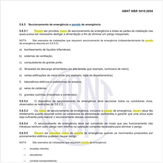 Com que objetivo devem ser previstos meios de parada de emergência?