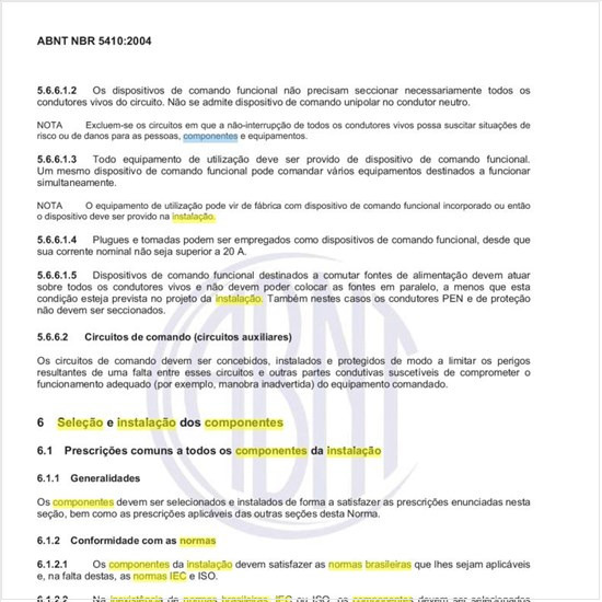 Qual a escala de prioridades para seleção de normas técnicas para os componentes da instalação, na inexistência de normas brasileiras, IEC ou ISO?