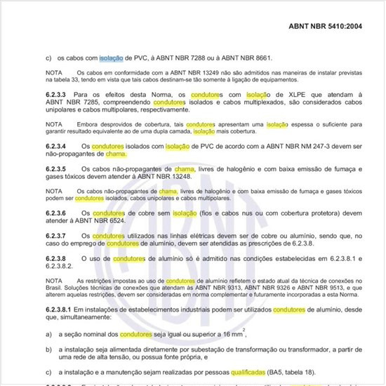 Qual requisito de retardamento da chama é requerido para os condutores com isolação de PVC?