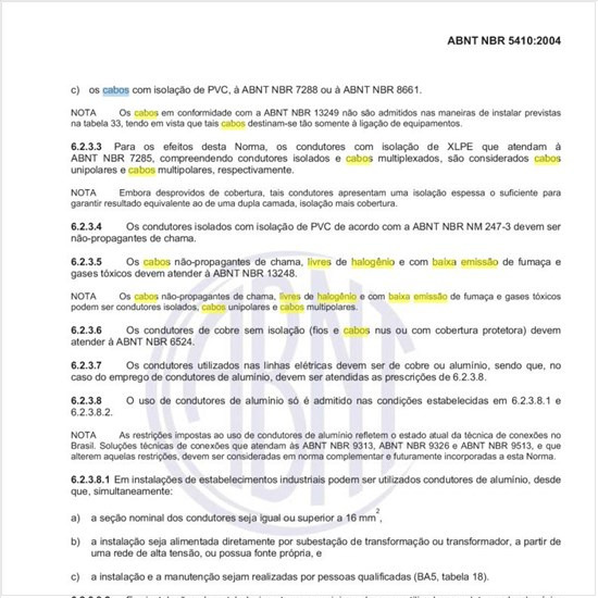 Como se caracterizam os cabos livres de halogênio e com baixa emissão de fumaça?