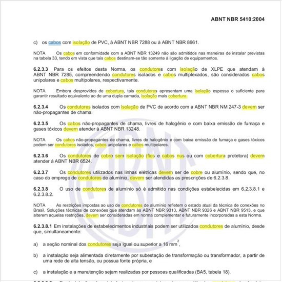Quais requisitos devem ser atendidos pelos condutores de cobre sem isolação (fios e cabos nus ou com cobertura protetora)?