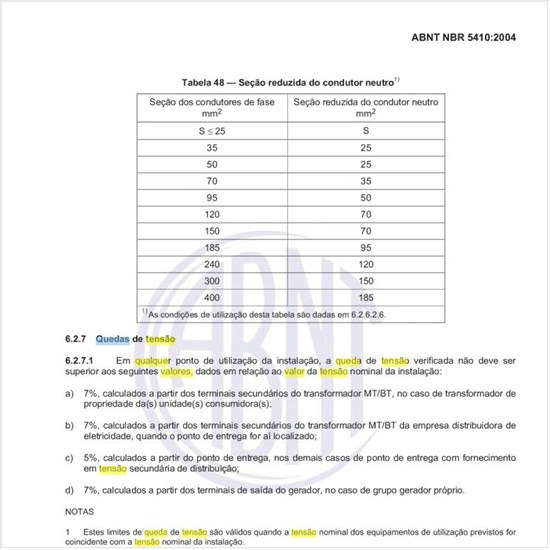 Qual o valor máximo da queda de tensão nos circuitos terminais?