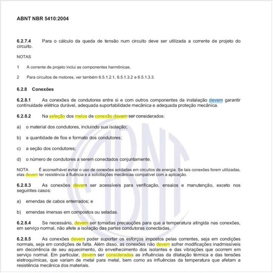 Que características devem ser consideradas na seleção dos meios de conexão dos condutores?