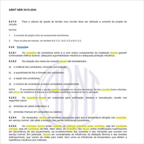 Quais as condições que as conexões devem suportar, que devem incluir esforços impostos pelas correntes tanto em condições normais quanto em condições falta?