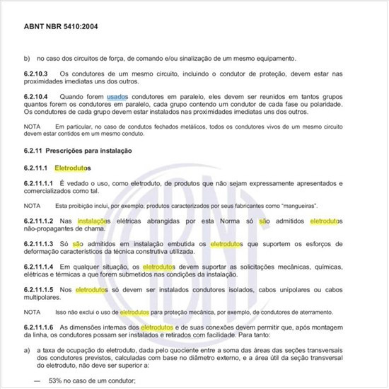 Quais são as características gerais para os eletrodutos a serem usados em instalações elétricas?