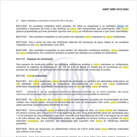 Quais são as causas de danos contra as quais devem ser protegidos os cabos de linhas enterradas?