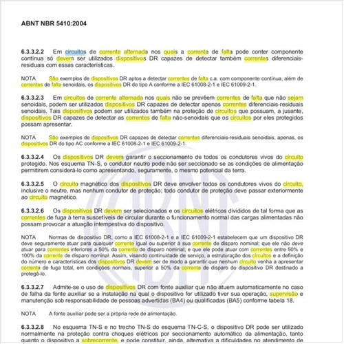 Quais devem ser os dispositivos DR escolhidos para circuitos de corrente alternada  em que não são previstas correntes de falta que não sejam senoidais?