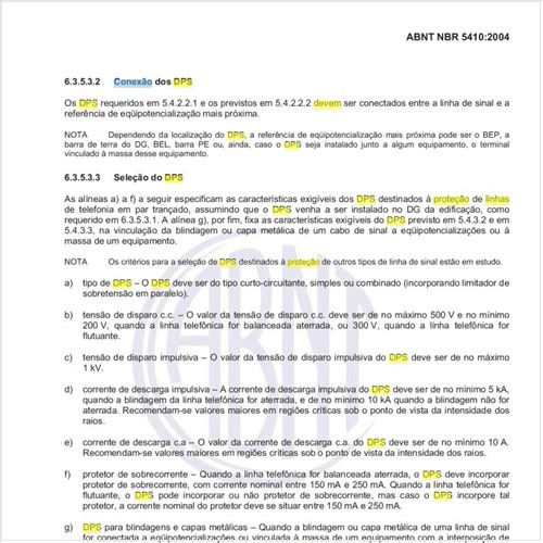 Como devem ser as ligações de conexão do DPS para proteção de linhas de sinal?