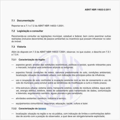 Para caracterizar o terreno que itens deverão ser destacados?