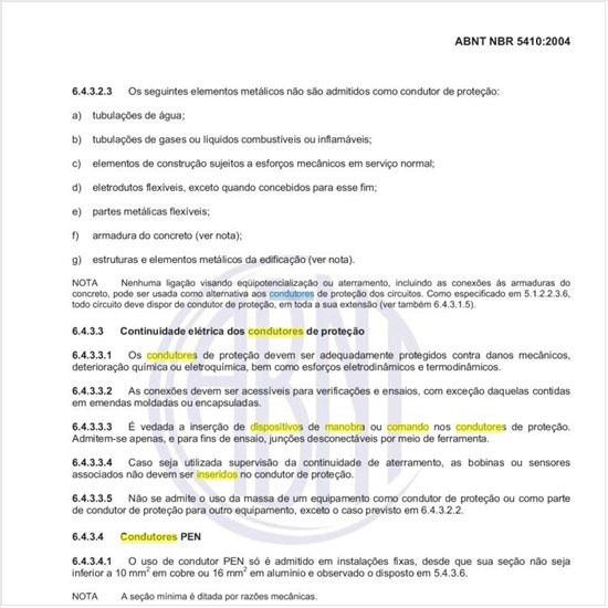 Dispositivos de manobra ou comando podem, em alguma situação, ser inseridos nos condutores de proteção?
