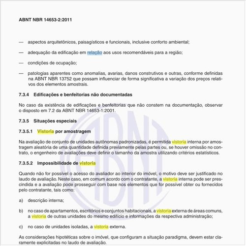 Como realizar a vistoria em relação à planta de valores?
