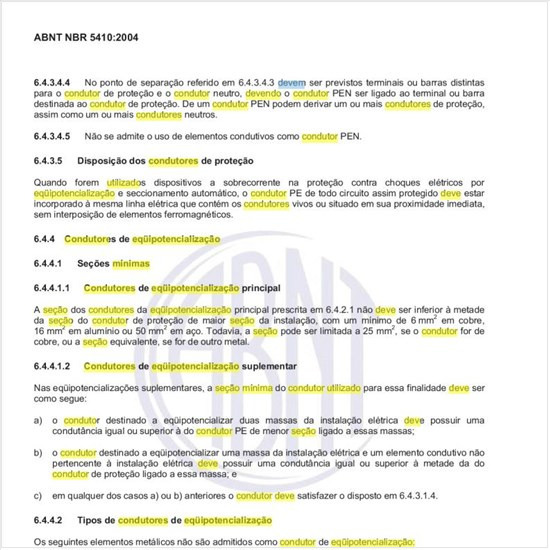 Como deve ser definida a seção mínima do condutor utilizado como condutor  de equipotencialização suplementar?