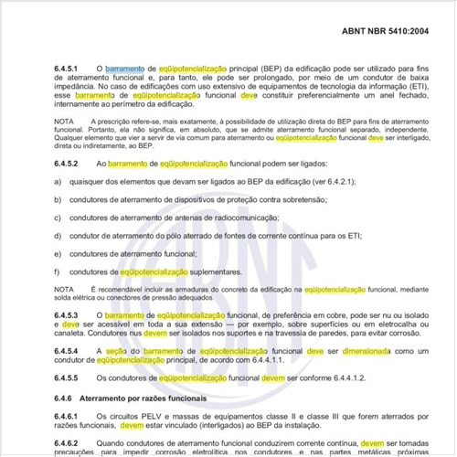 Como deve ser dimensionada a seção do barramento de equipotencialização funcional?