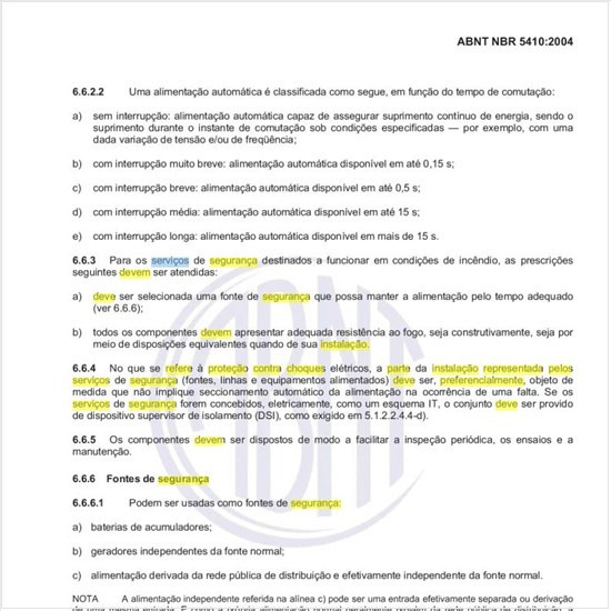 Como deve ser tratada a parte da instalação representada pelos serviços de segurança no que se refere à proteção contra choques elétricos?