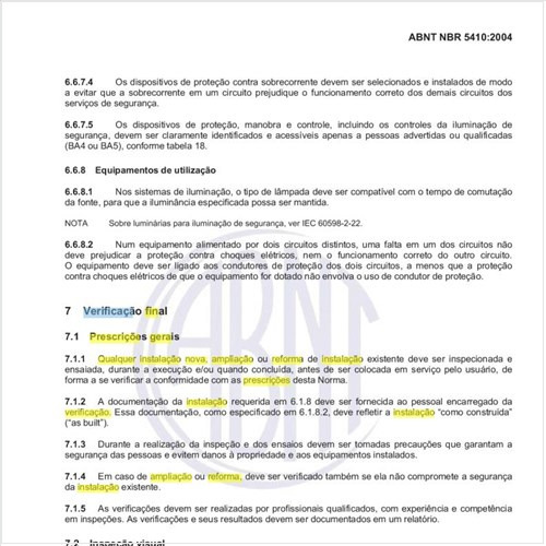 Quais são as prescrições gerais para a verificação final de qualquer instalação nova, ampliação ou reforma de instalação existente?