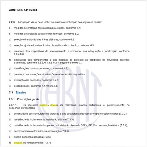 Como devem ser entendidos os ensaios aqui adotados e qual o critério para que outros métodos possam ser usados em alternativa?