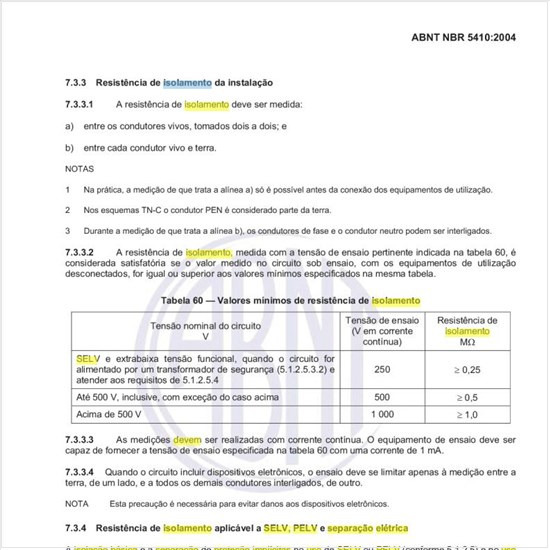 Como devem ser verficadas a isolação básica e a separação de proteção implícitas no uso de SELV e PELV e no uso de separação elétrica individual?