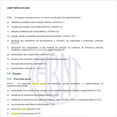 Quais são os ensaios que devem ser efetuados como verificações de rotina ou manutenção preventiva da instalação?