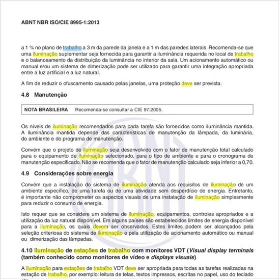 Como deve ser feita a iluminação de estações de trabalho com monitores?