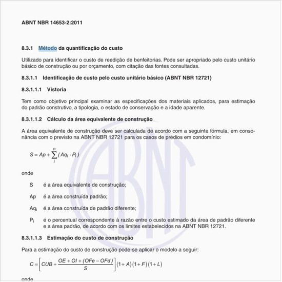 O que é método de quantificação de custo?