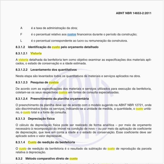 O que é O que é Vistoria para a identificação do custo de construção?