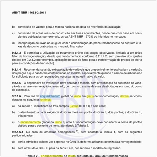 Que critérios devem ser considerados para o enquadramento do laudo em graus de fundamentação?
