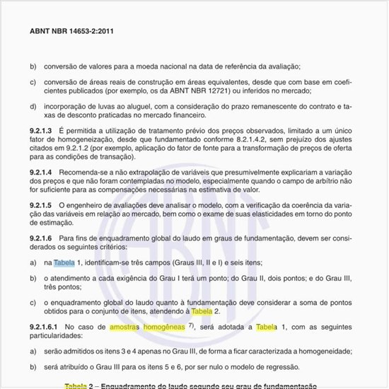 Em se tratando de amostras homogêneas que tabela adotar?