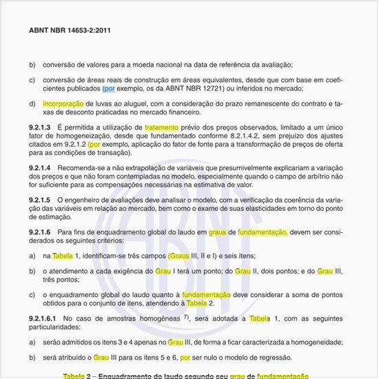 No tratamento por fatores para definir o grau de fundamentação que tabela adotar?