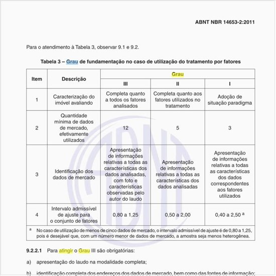 Que documentação é necessária para atingir o grau III?