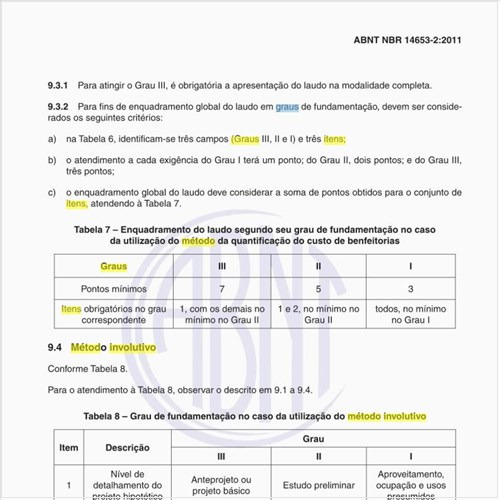 Ao utilizar o método involutivo, quais os itens a serem considerados para o atingimento dos vários graus de fundamentação?
