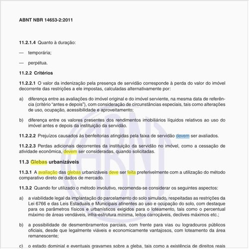 Como deve ser feita a avaliação das glebas urbanizáveis?