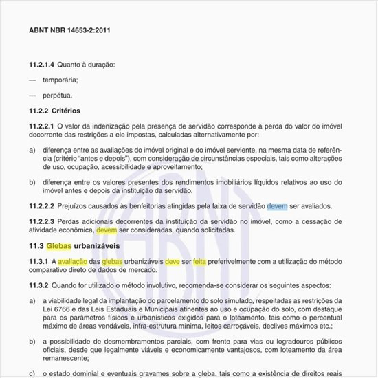 Como deve ser feita a avaliação das glebas urbanizáveis?