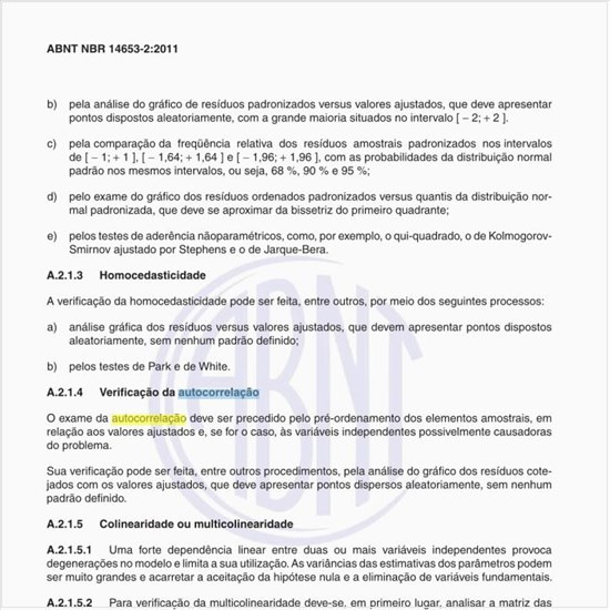 Como verificar a a Autocorrelação do modelo?