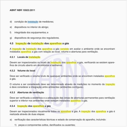 No que consiste a inspeção da instalação dos aparelhos a gás?