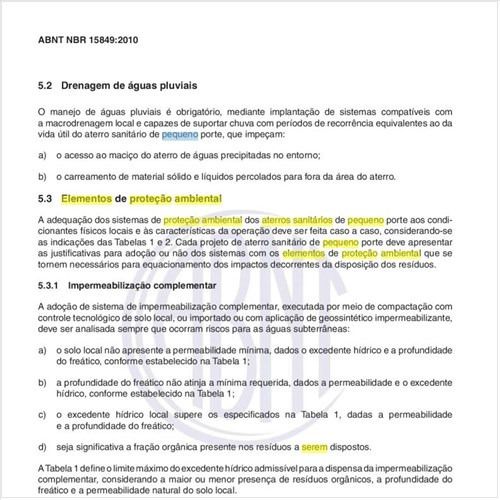 Quais os elementos de proteção ambiental a serem adotados em aterros sanitários de pequeno porte?