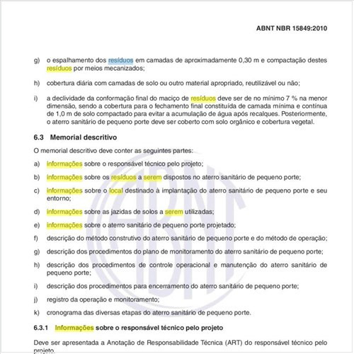 Quais as informações a serem dadas sobre os resíduos e sobre o local do aterro? 