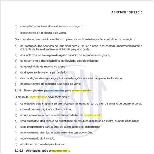 Quais os procedimentos para o encerramento do aterro?