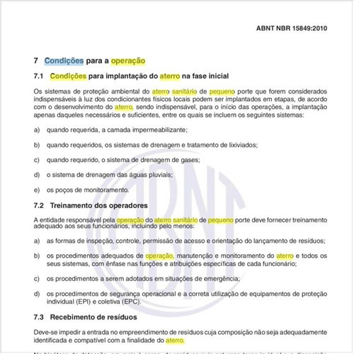 Descreva as condições para a operação de um aterro sanitário de pequeno porte.