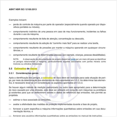 Como pode ser feita a estimativa de riscos em máquinas?
