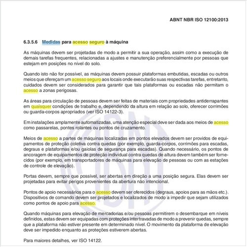 Quais as medidas para acesso seguro às máquinas?
